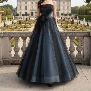 Luxurious Black Wedding Dress,Gothic Vintage Gown,