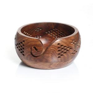 Wooden Yarn Bowl with Detailed Engraving - Small
