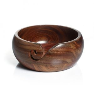 Wooden Yarn Bowl with Simple Detailed Engraving - Small