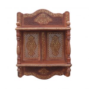 Sheesham Wood Wall Bracket with Double Shelf - Large