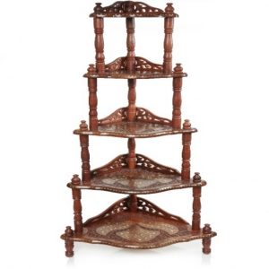 Carved Sheesham Wood
Corner Shelf Rack - 5 Tier Table