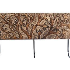 Wooden Wall Hanging Piece with Tree of Life Branches Design Engraving