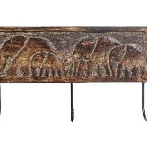 Wooden Wall Hanging Piece with Elephant Design Engraving