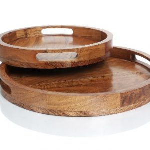 Wooden Round Serving Trays -
Set of 2