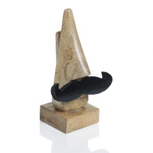 Hand Carved Wooden Nose as Specticle Holder with Moustache for Men