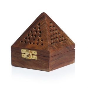Wooden Pyramid Charcoal Burner 3 Inch with 1 Drawer