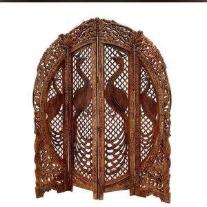 Wooden 4 Screen Panel with Floraland Peacock Cravings
