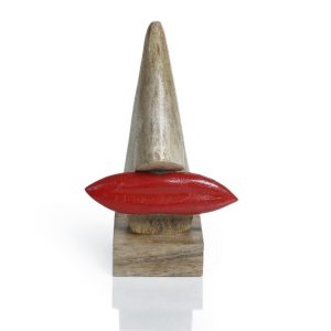 Hand Carved Wooden Nose as Specticle Holder with Red Lip for Women
